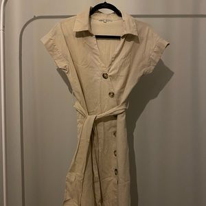 Canvas Beige Mid Length Summer Dress